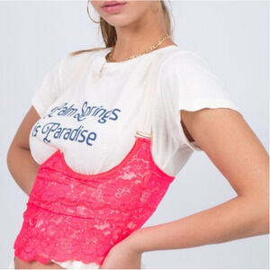 We Are HAH Free People Bust a Move Hot Pink Lace Bustier Corset Size XS